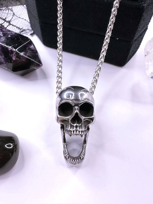 Stainless Steel Vampire Skull Necklace